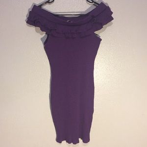 Across the shoulder purple form fitting dress